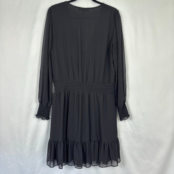 MICHAEL Michael Kors‎ Dress Women's Large Black Ruffled Faux Wrap Mini - Picture 2 of 16